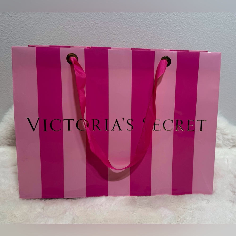 Victoria's Secret Pink Striped Large Gift Shopping Bag
